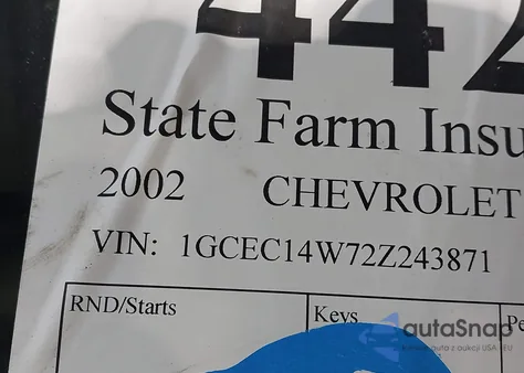 2002 Chevrolet Silverado 1500 Commercial z USA, uszkodzony, nr VIN 1GCEC14W72Z243871